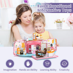 MITCIEN dollhouse playset carrying handle enables portable family fun