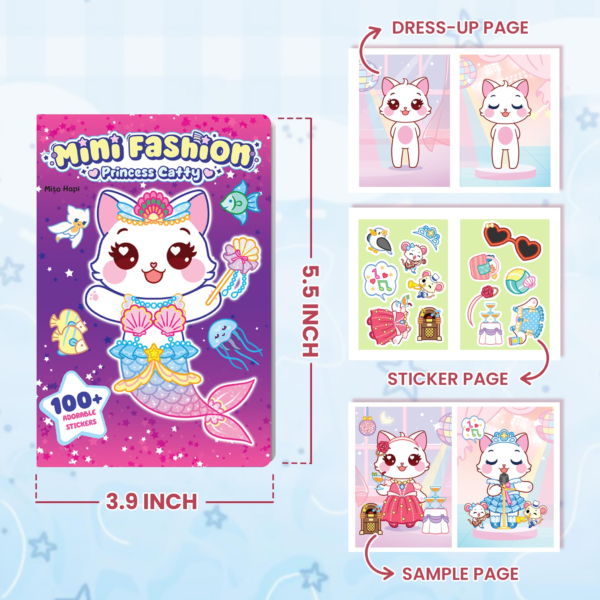 Mito Hapi Princess Catty giftable sticker book ideal for birthdays and holidays.