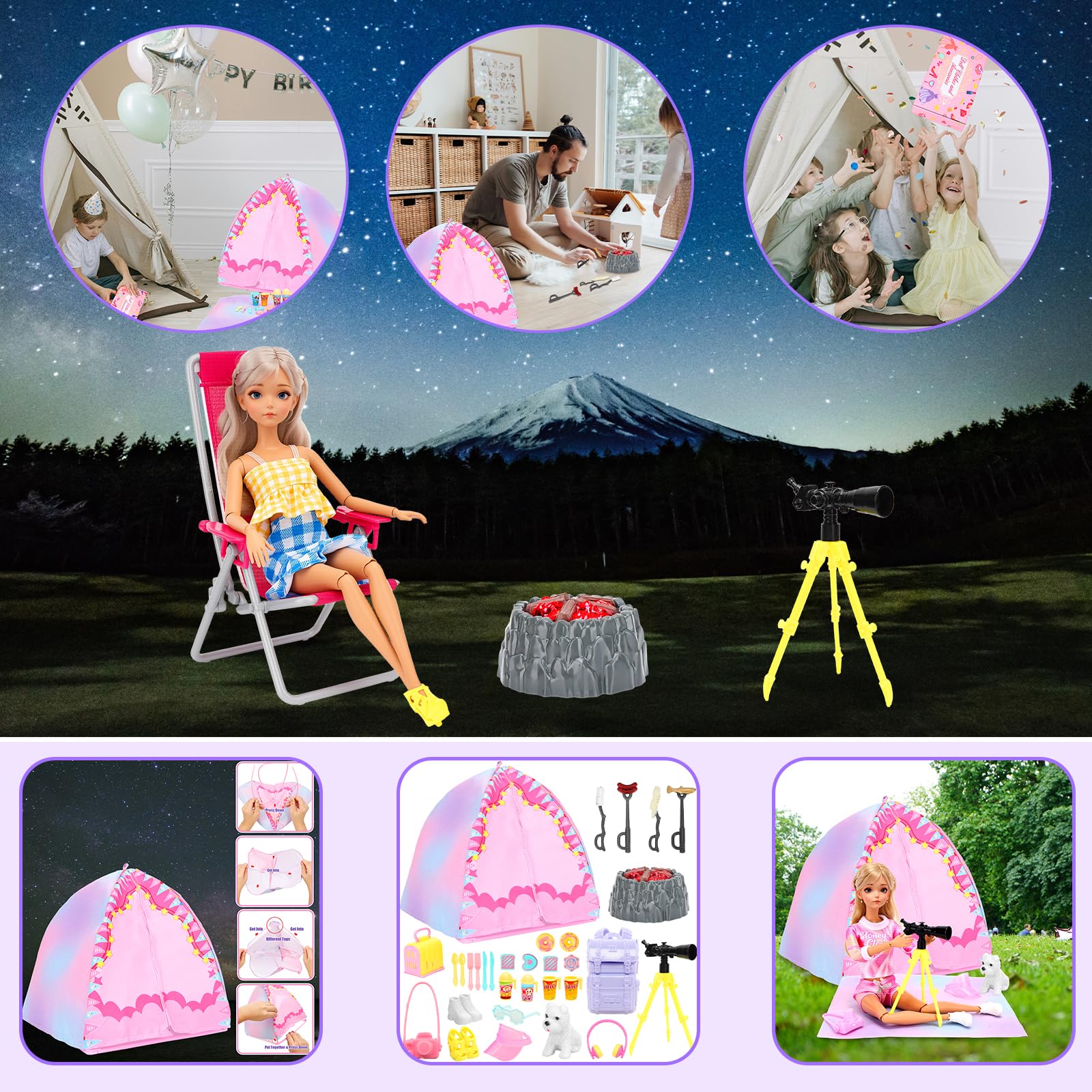 Miunana backpack keeps pretend camping gear organized during adventures.
