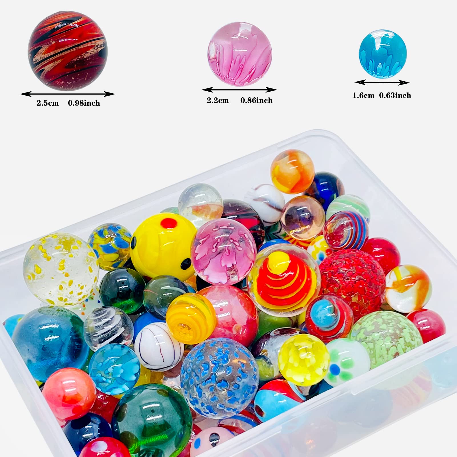 Miutrue 25mm marbles offering larger size for dramatic effects and easy handling.