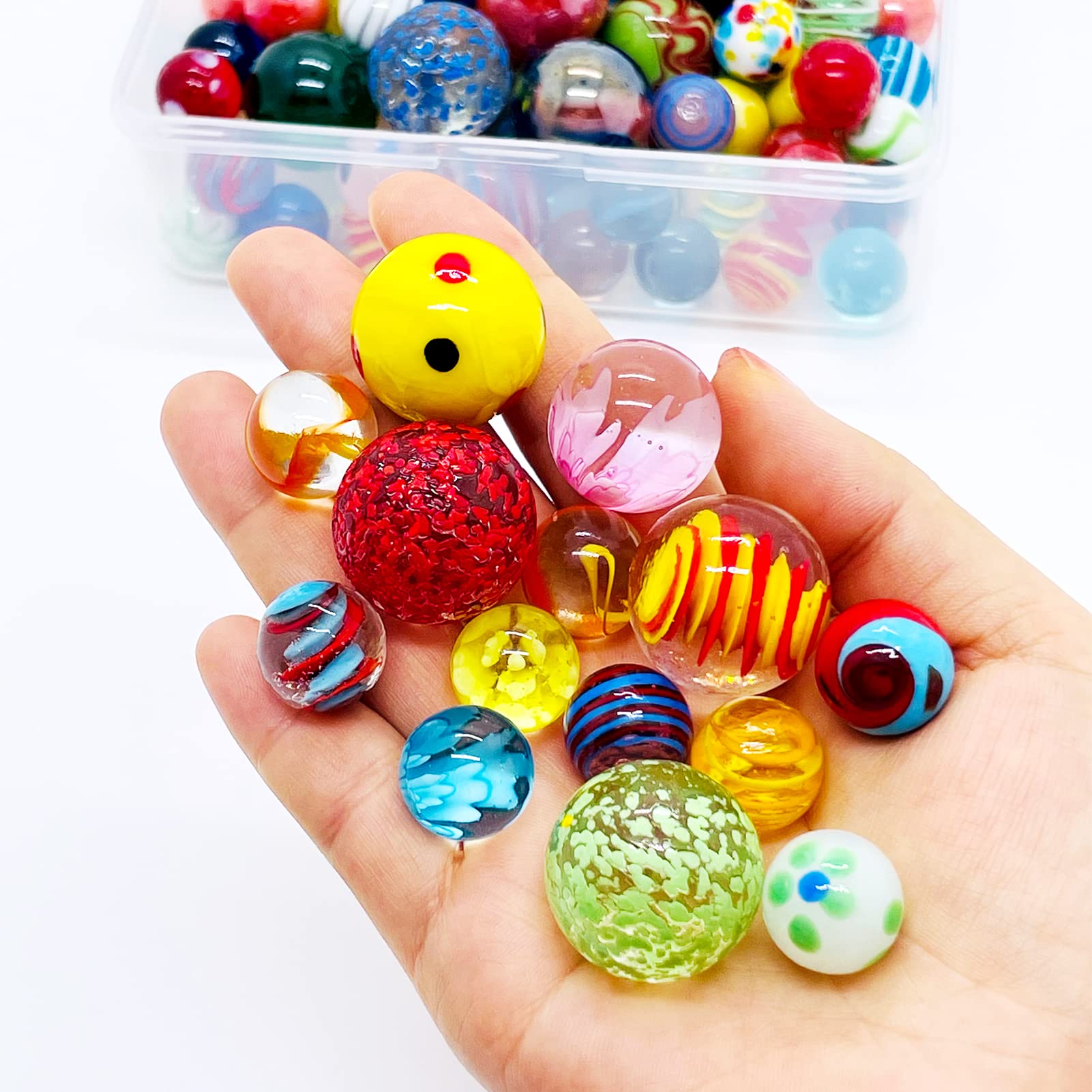 Miutrue glass marbles with a smooth, shiny finish for satisfying rolls.
