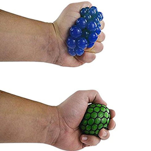 Random color mesh squishy balls offer a satisfying squeeze at work or home