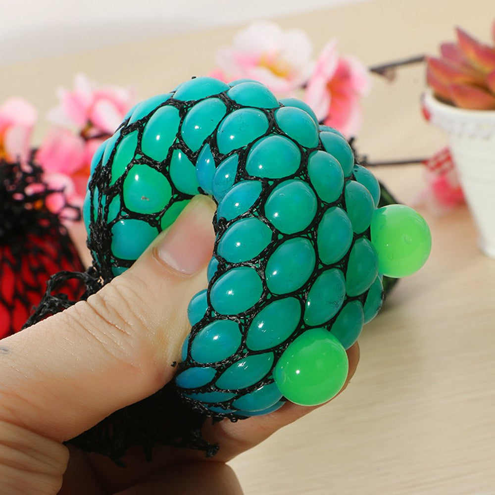 Soft polyethylene outer mesh on grape balls provides a gentle, durable touch