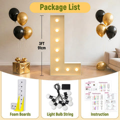 Mixifox 3ft marquee letter L back stand supports stable indoor or outdoor display.