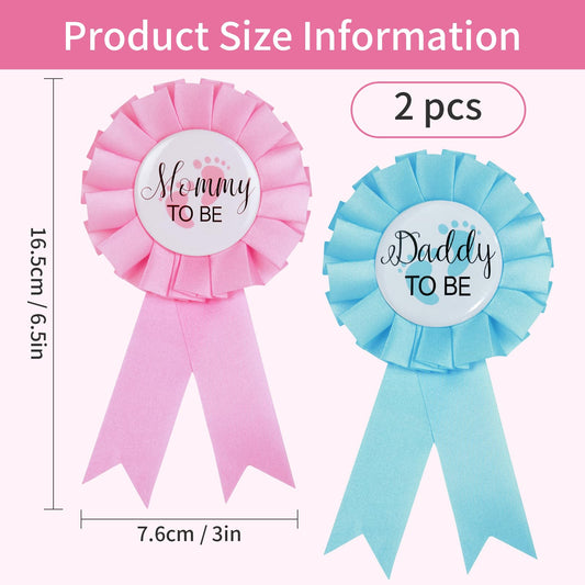 MixPeak Mommy To Be badge pin with pink rosette for gender reveal styling