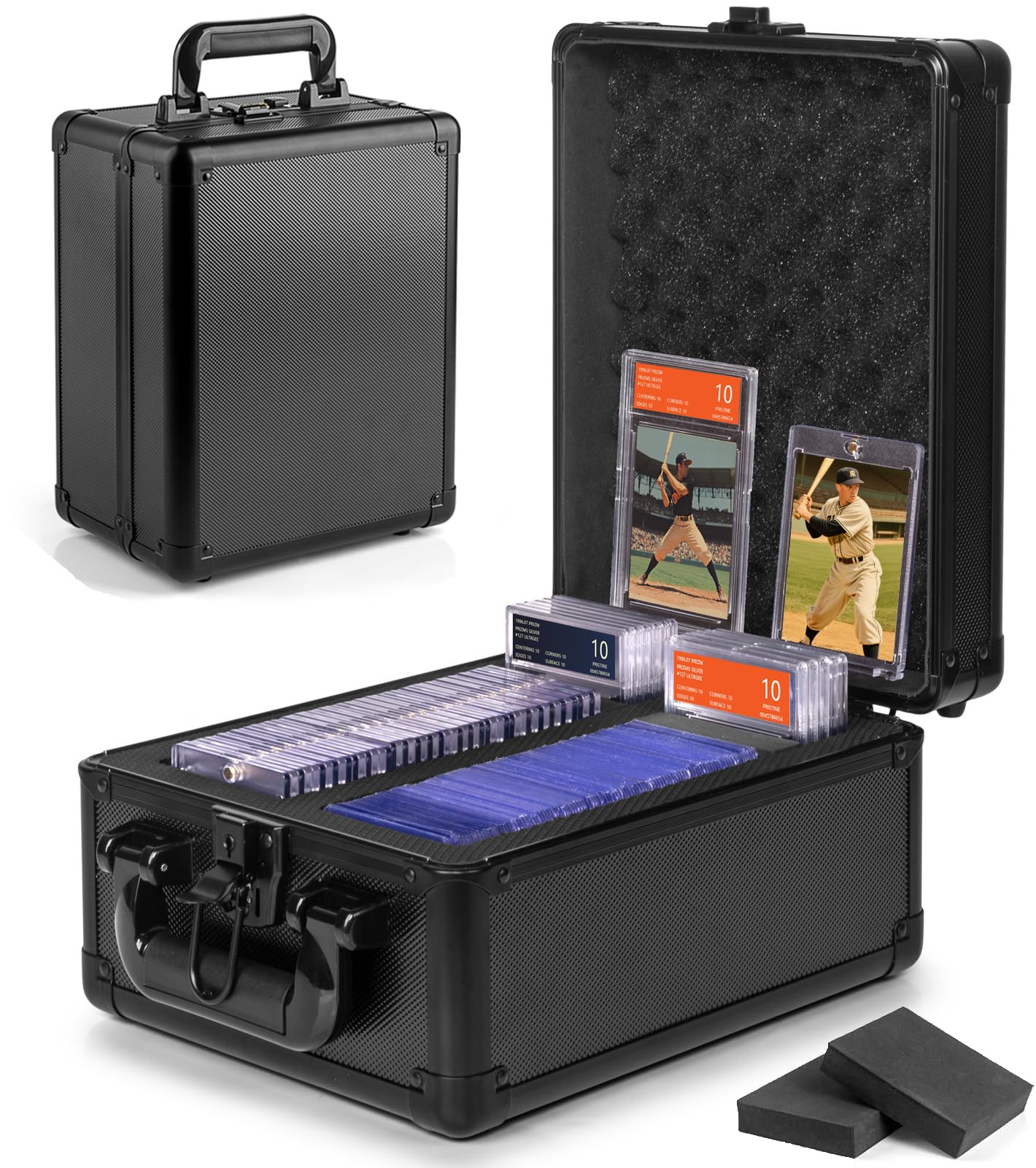 MIXPOET graded card storage box front view showing ample top loader capacity