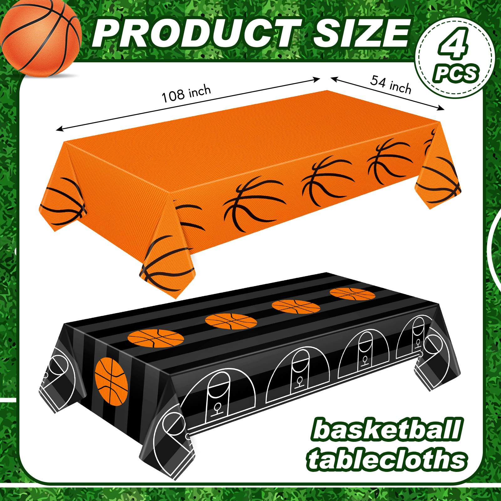 Mixweer basketball pattern table cover showing vibrant sports decor for events.