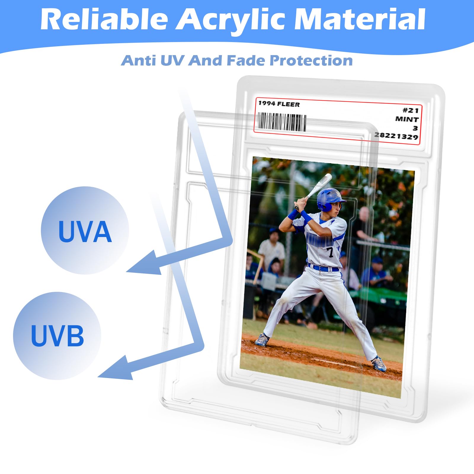 Miyukyee card sleeves compatible with sport cards like baseball and basketball.