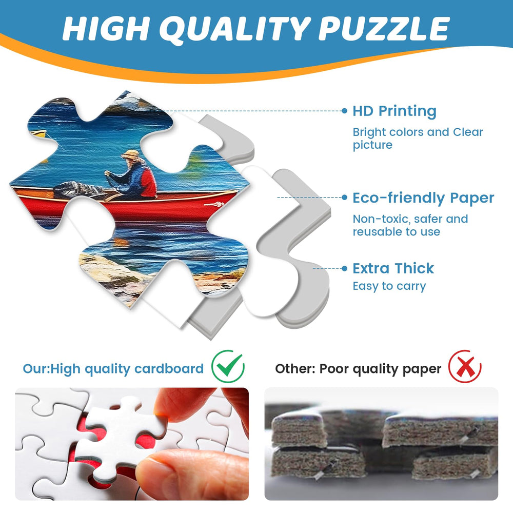 Mjyphdm recycled cardboard puzzle closeup highlights sustainable materials and crisp prints.