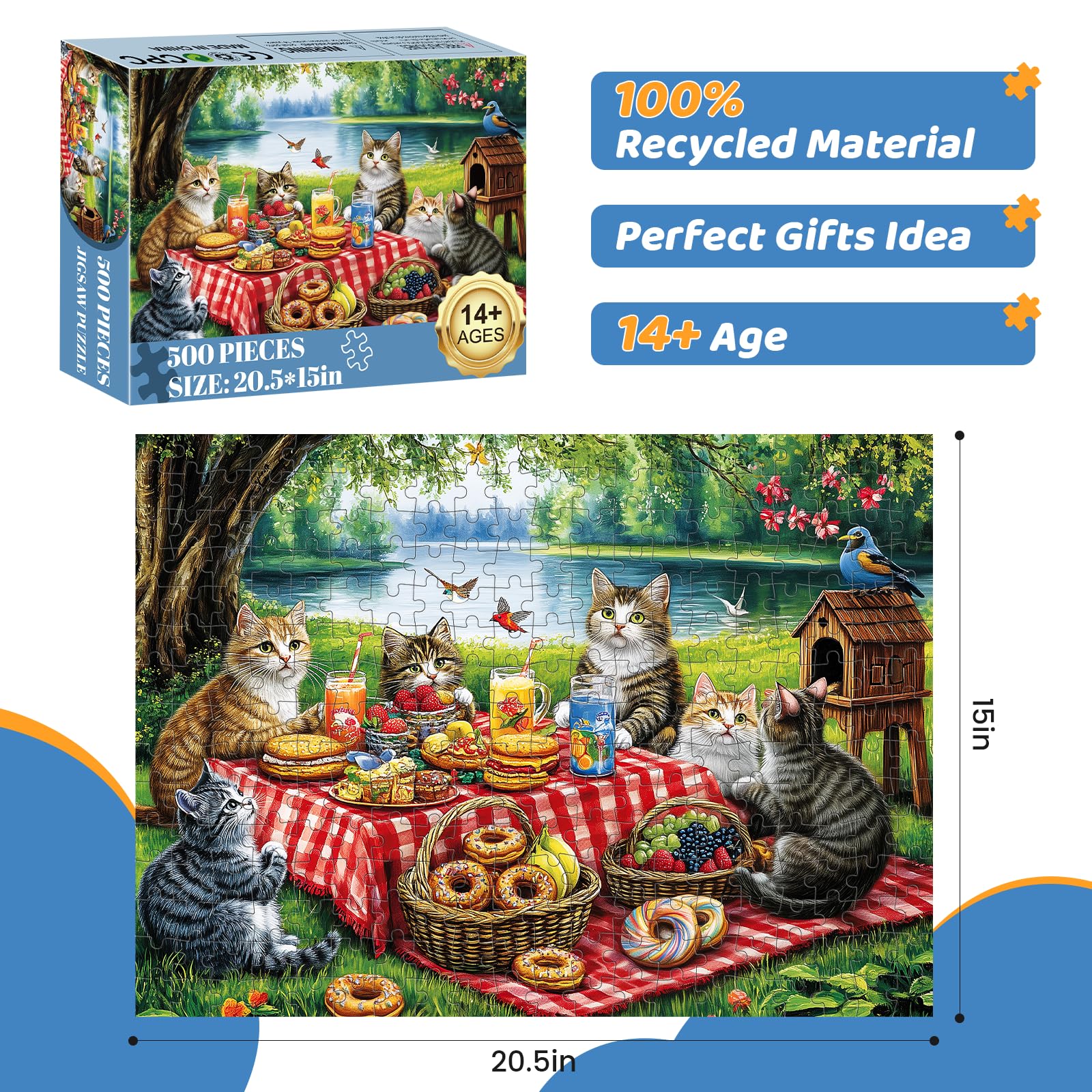 Mjyphdm 500-piece puzzle on recycled cardboard with non-toxic inks.