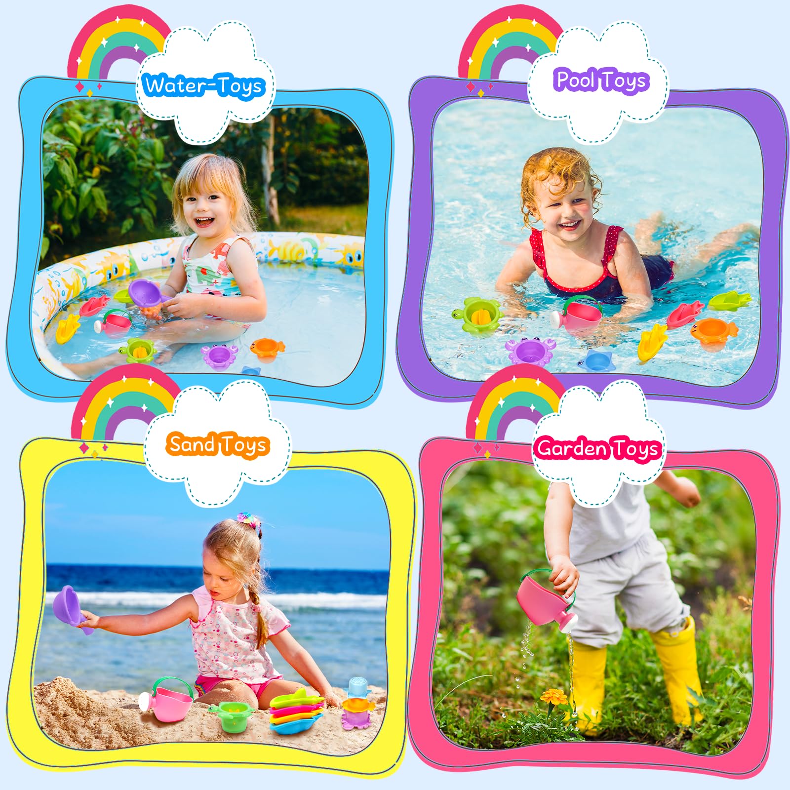 MKICLECER stacking cups help kids learn sorting during bath or beach