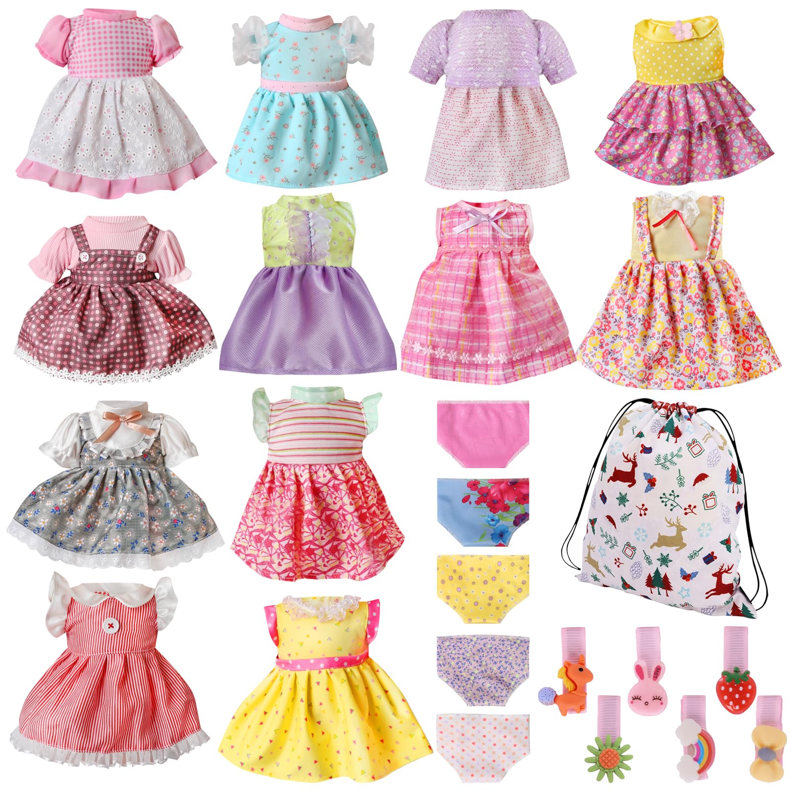 MLcnleS Alive 12-set doll dresses for 12–16 inch dolls, versatile mix-and-match outfits