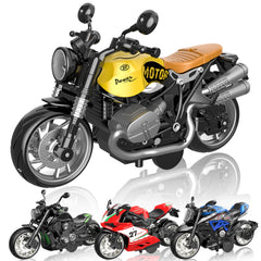 MLcnleS alloy motorcycle 4in1 set front view with headlights for realistic play
