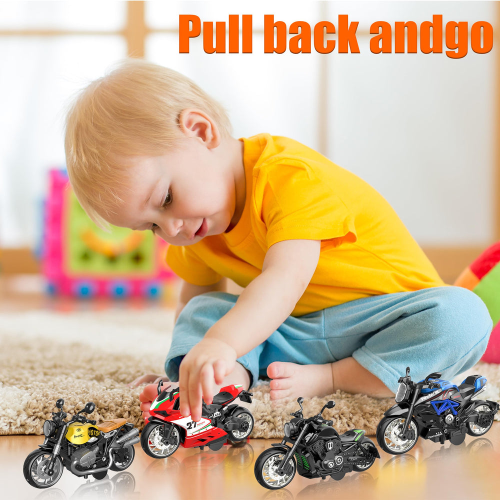 MLcnleS pull back action motorcycle, easy launch for kids ages 3 and up