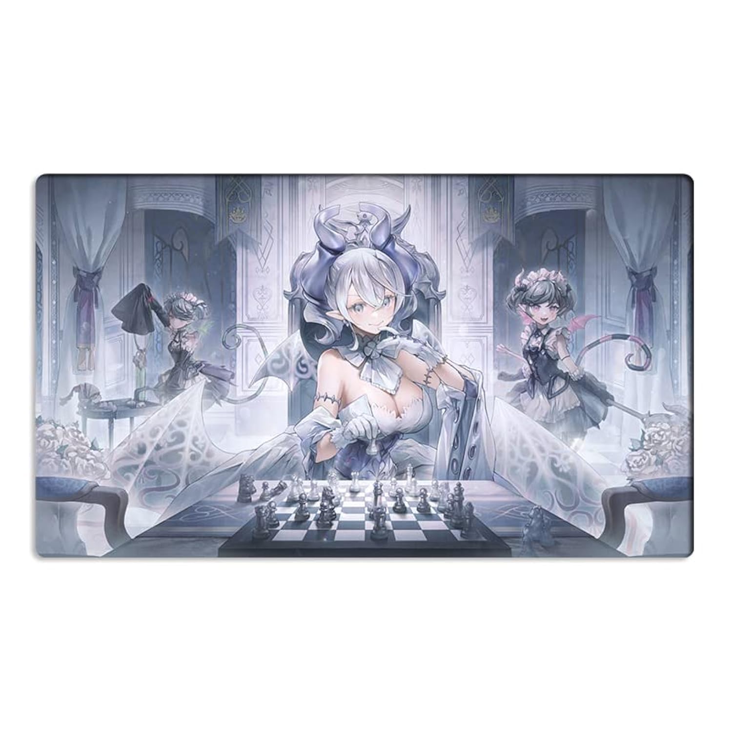 Mlikemat Labyrinth of the Silver Castle playmat with a vivid castle motif for smooth card play.