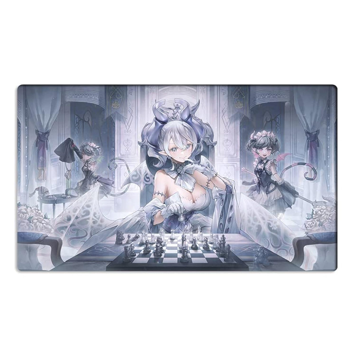 Mlikemat Labyrinth of the Silver Castle playmat with a vivid castle motif for smooth card play.