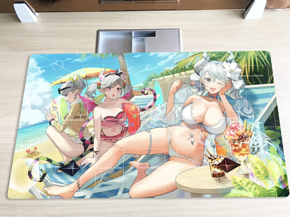 Mlikemat Labyrinth Silver Castle playmat with zone layout for organized TCG sessions