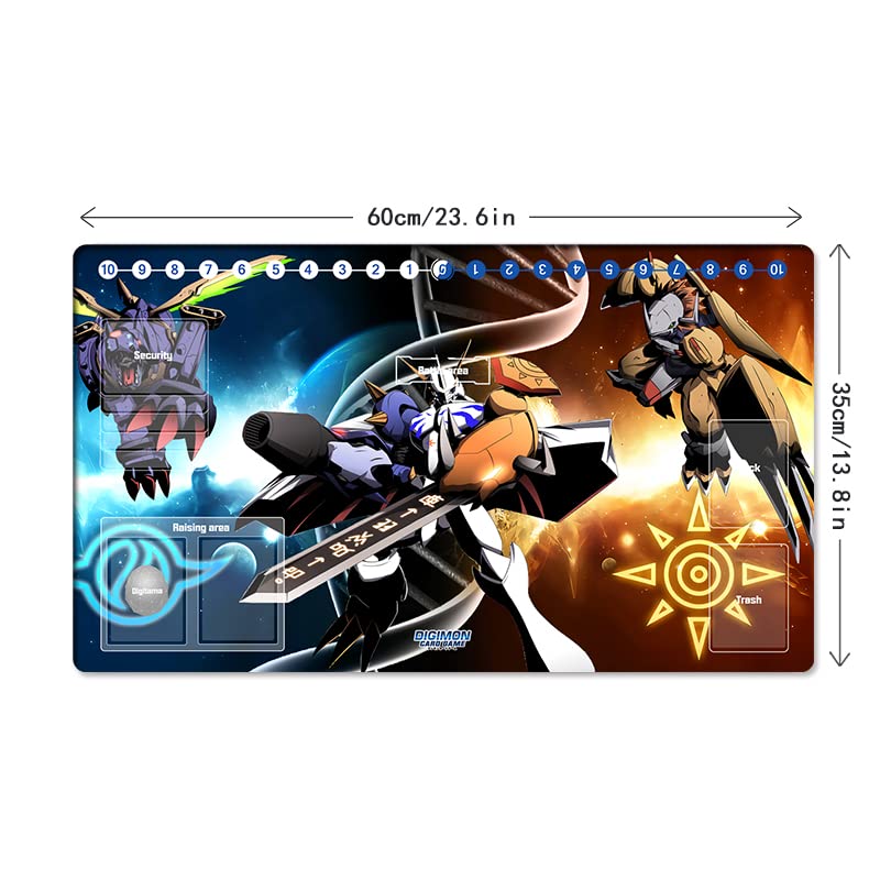Mlikemat Omnimon duel playmat on desk for gaming and work.