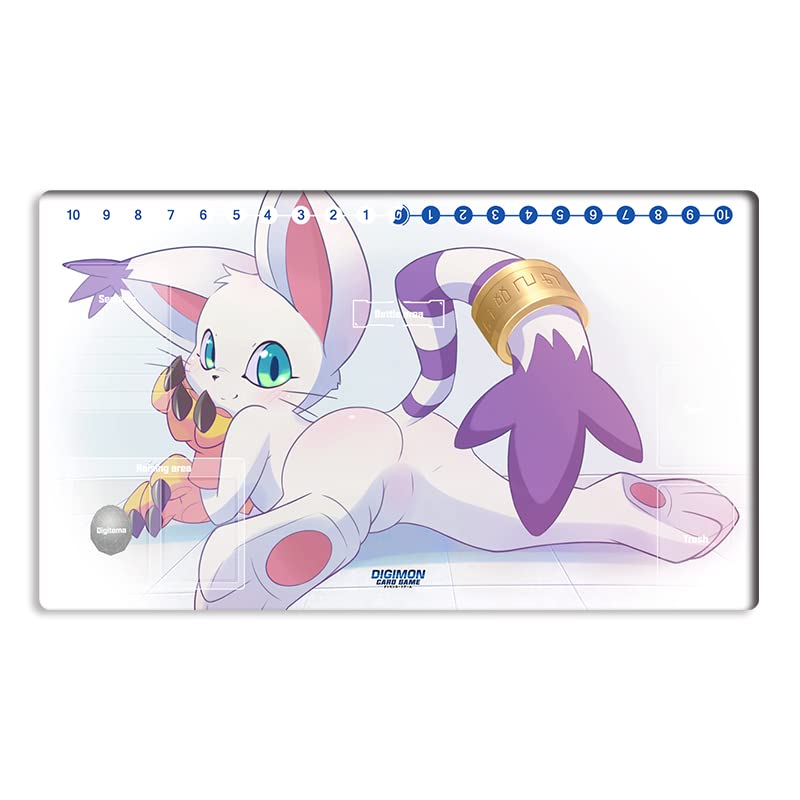 Mlikemat Tailmon Digimon Playmat top view shows zone layout for card games
