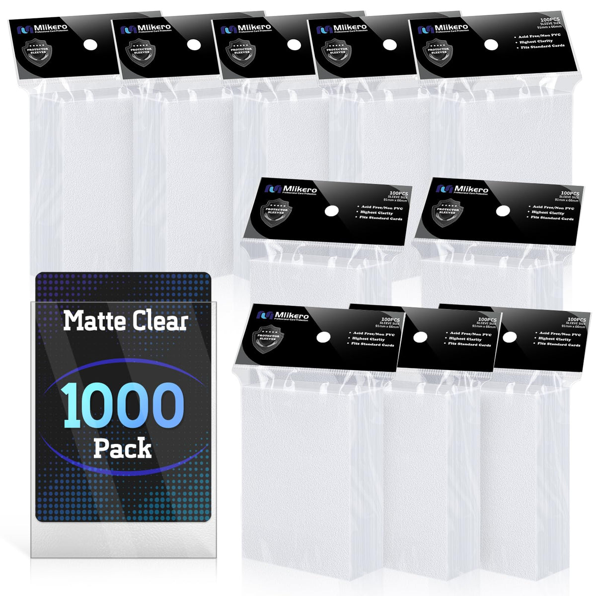 Mlikero 1000-pack card sleeves protect your collection with durable clarity.
