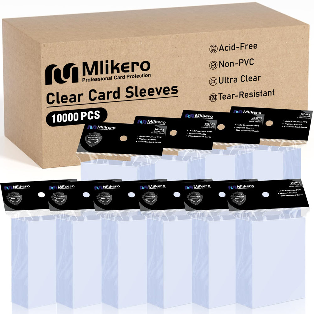 Mlikero 10000-card sleeves pack protects and organizes trading cards for collectors.