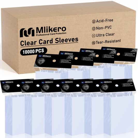 Mlikero 10000-card sleeves pack protects and organizes trading cards for collectors.
