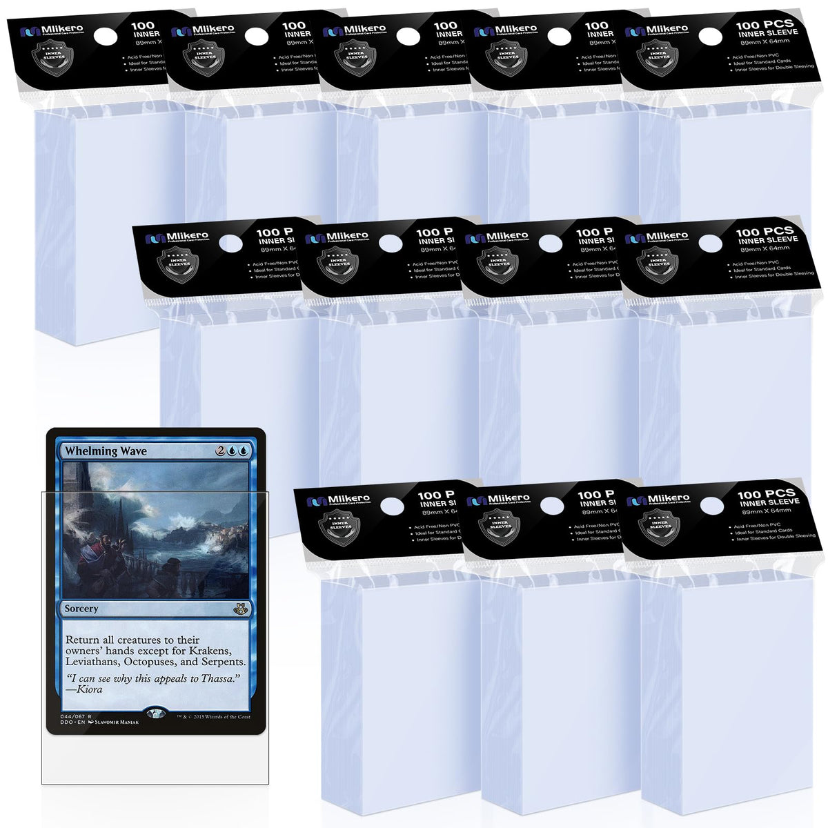 Mlikero 1200-pack inner sleeves for double-sleeve protection of MTG and Yu-Gi-Oh cards