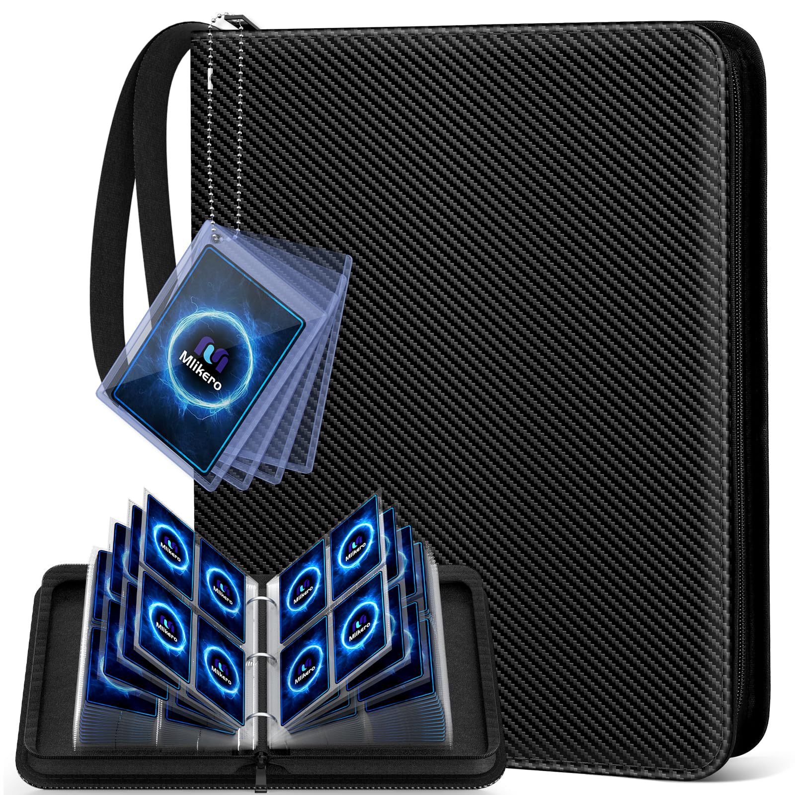 Mlikero 4-pocket binder showcases cards with durable protection.