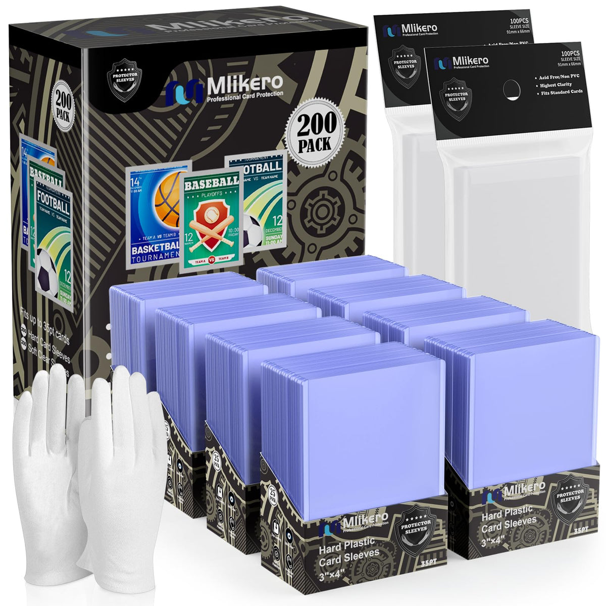 Mlikero 400-card top loaders protect standard cards from bending and scratches.