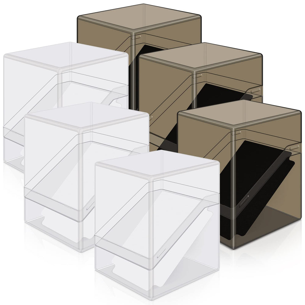 Mlikero six-pack deck cases in clear and black protect cards during transport.