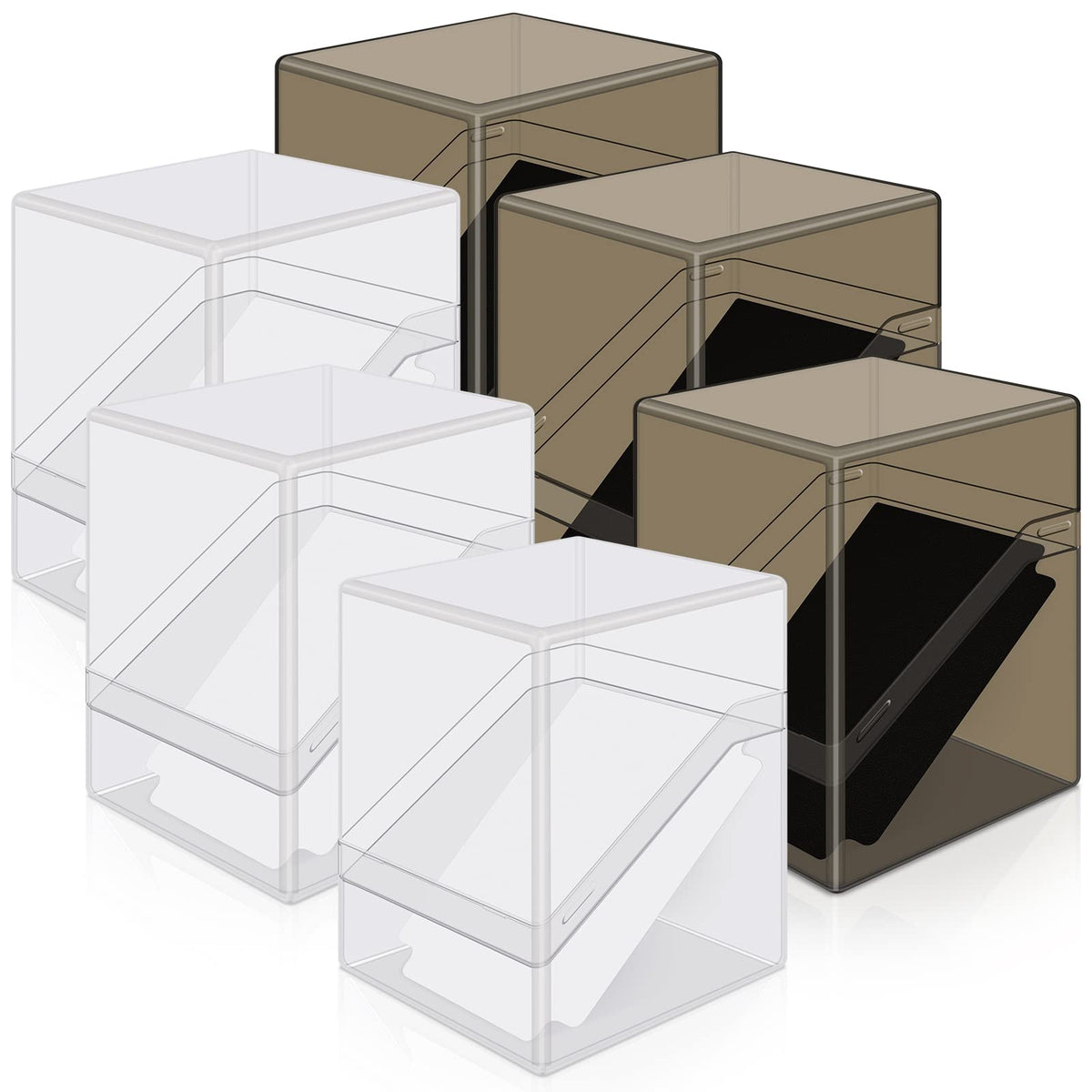 Mlikero six-pack deck cases in clear and black protect cards during transport.