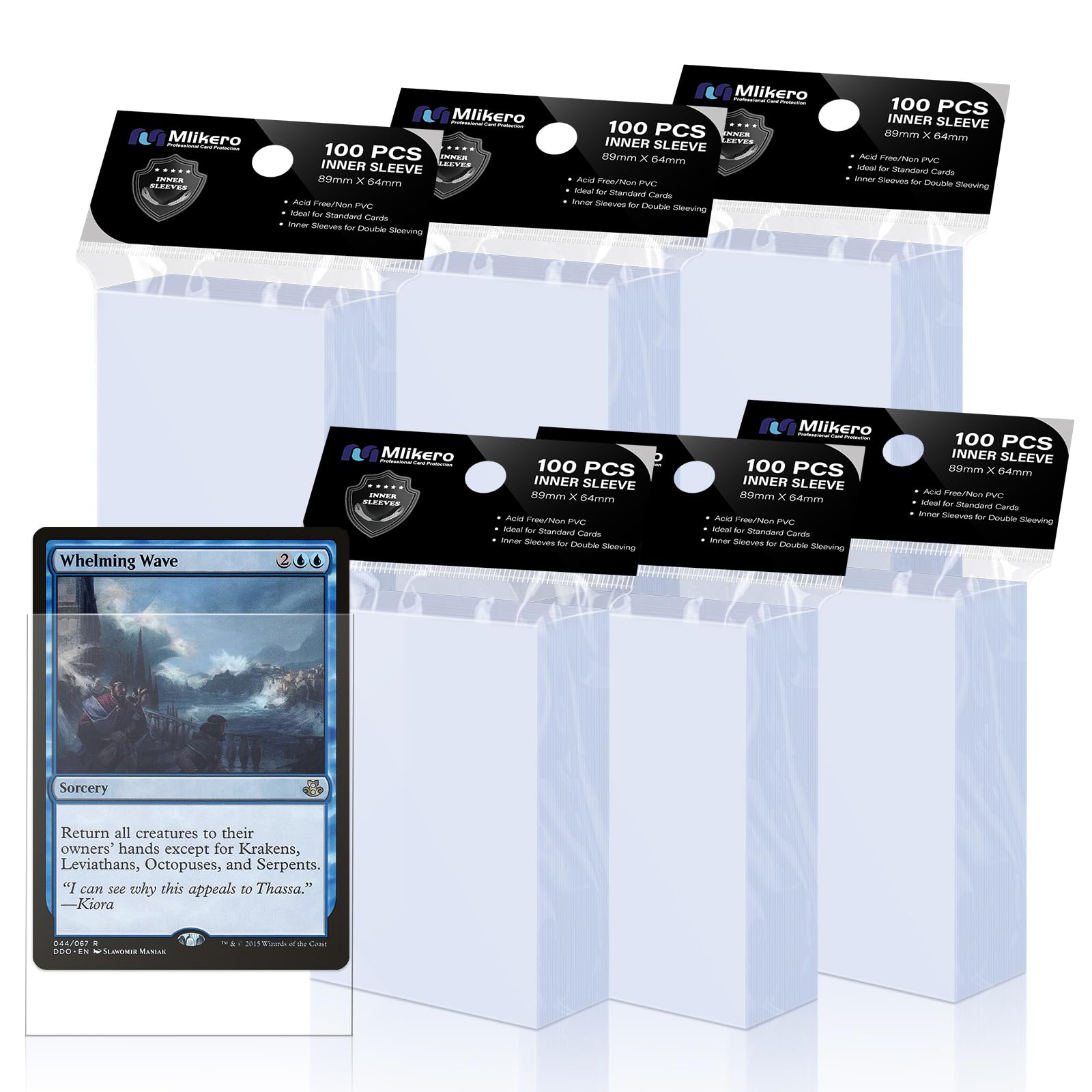 Mlikero 600-pack inner sleeves, clear view for trading cards.