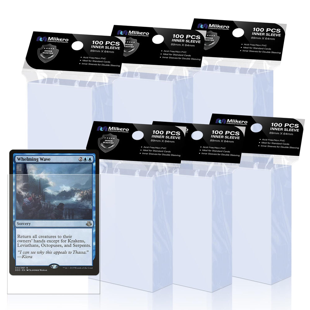 Mlikero 600-pack inner sleeves, clear view for trading cards.