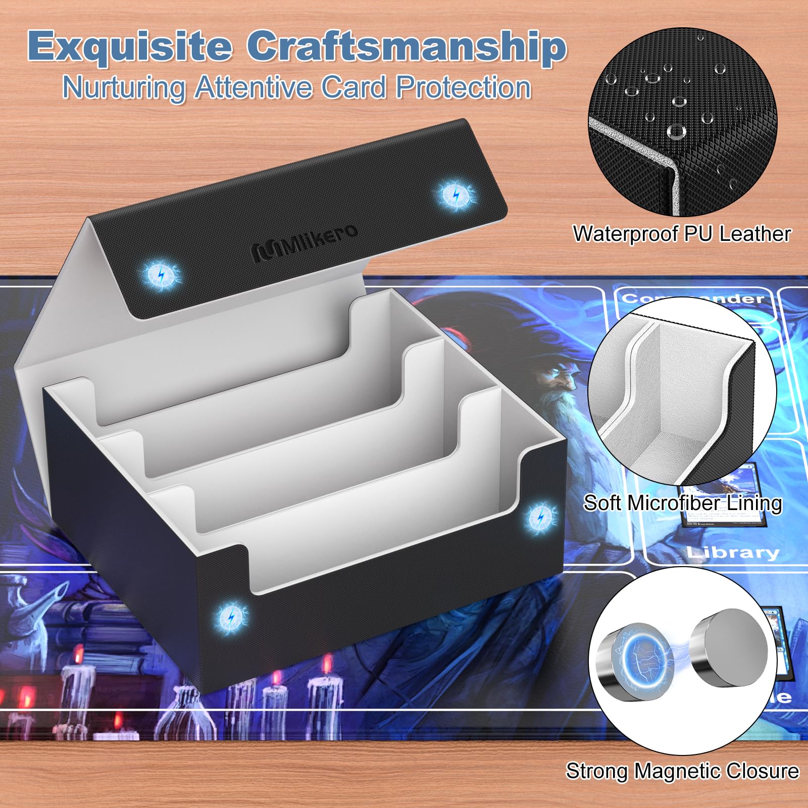 Mlikero waterproof exterior and microfiber lining protect cards.