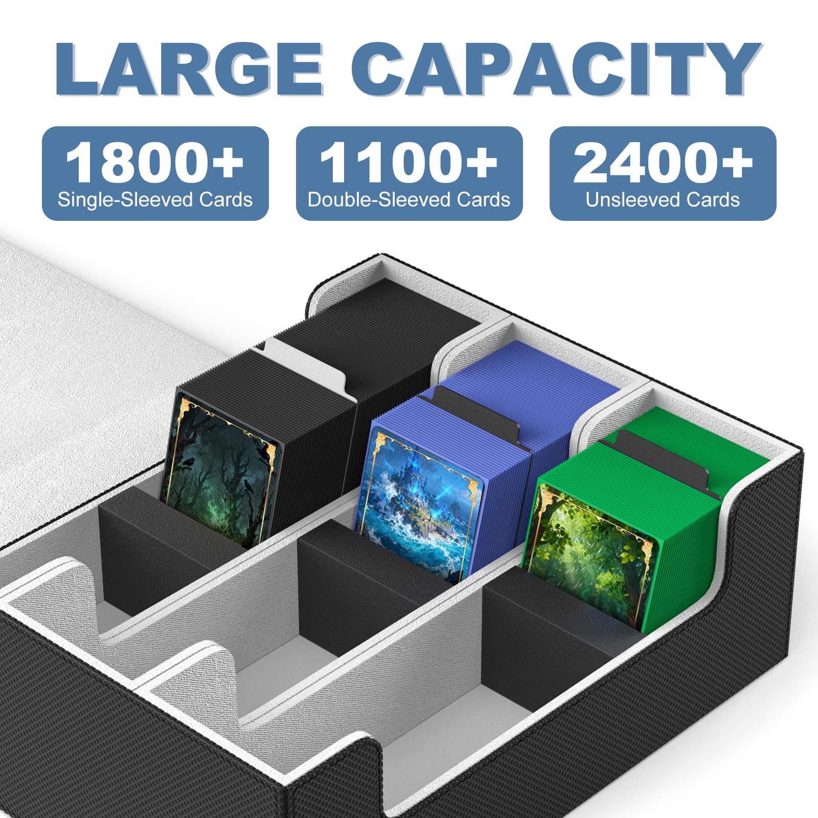 Mlikero card deck case features 10 dividers and 3 foam stoppers for tidy organization.