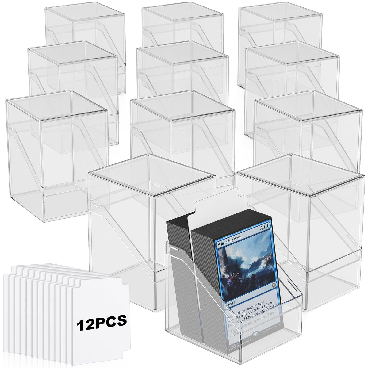 Mlikero Card Deck Case clear box showing 100+ sleeved cards