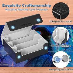 Mlikero card deck case shows compact dimensions for easy transport and storage.