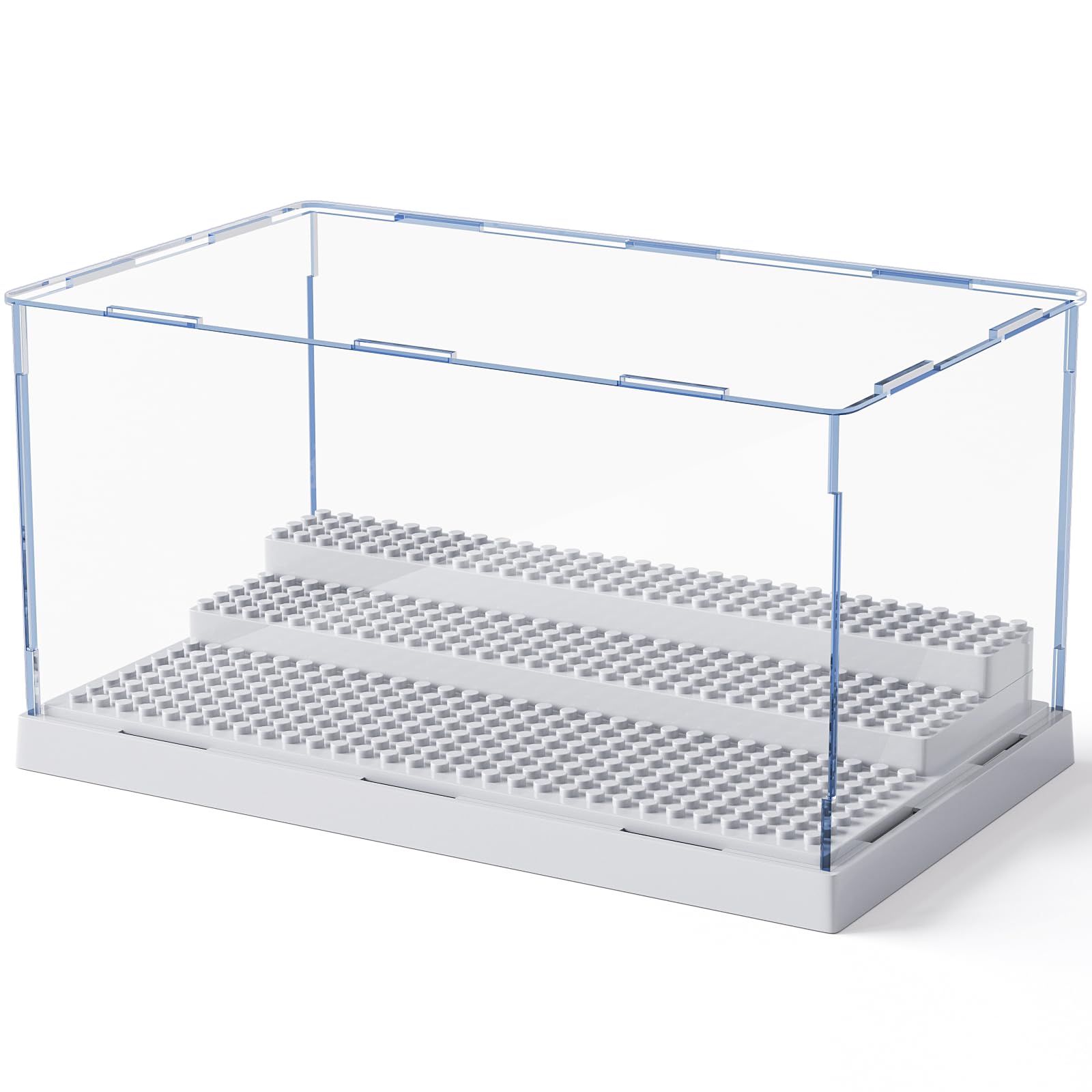 Mlikero display case for minifigures, front view, bright acrylic clarity