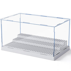 Mlikero display case for minifigures, front view, bright acrylic clarity