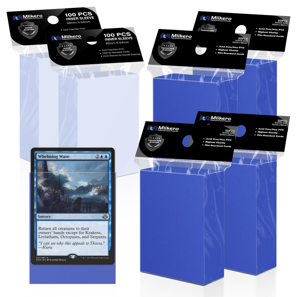 Mlikero double-sleeve set outer matte blue for complete card protection