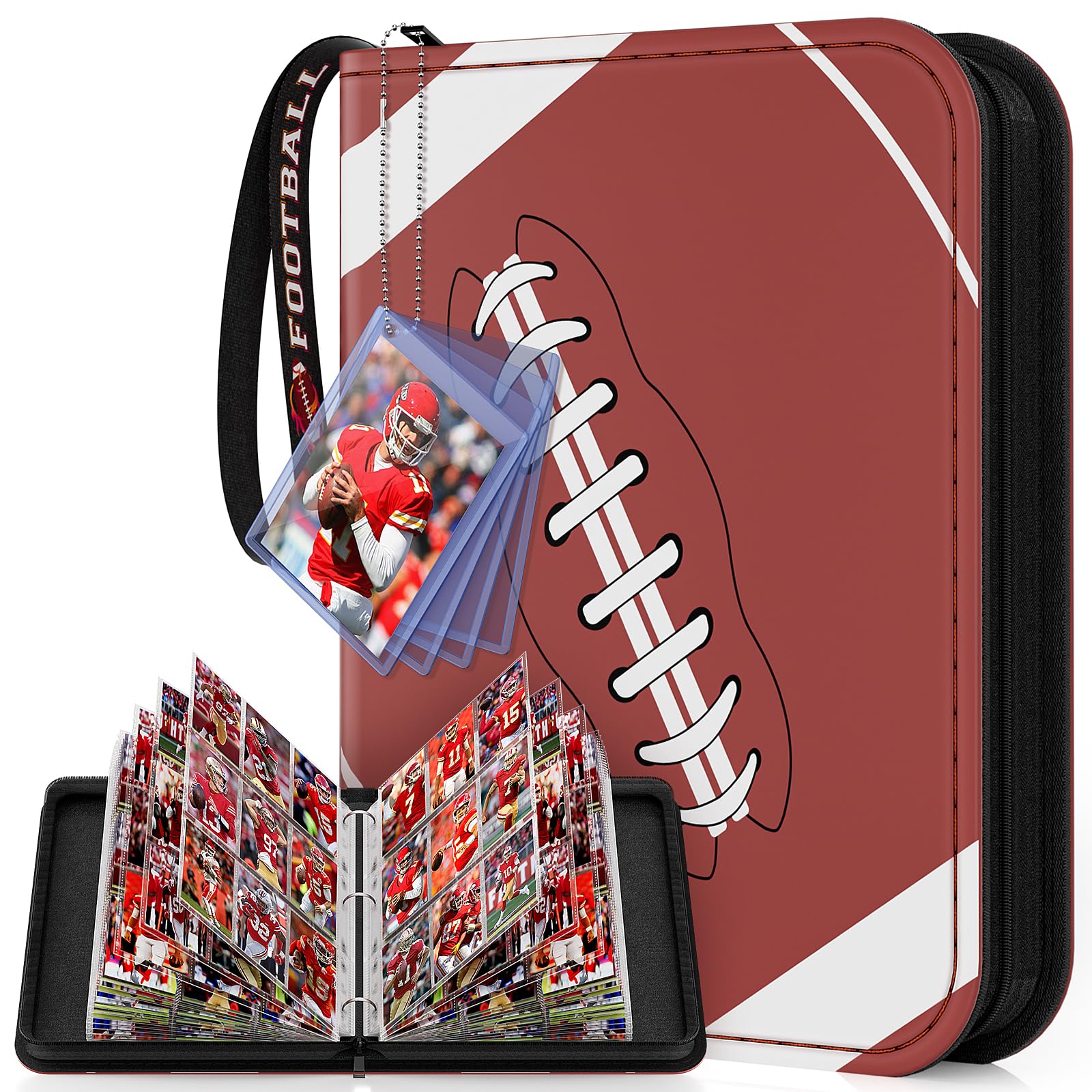 Mlikero football card binder with 720-pocket capacity keeps cards organized.