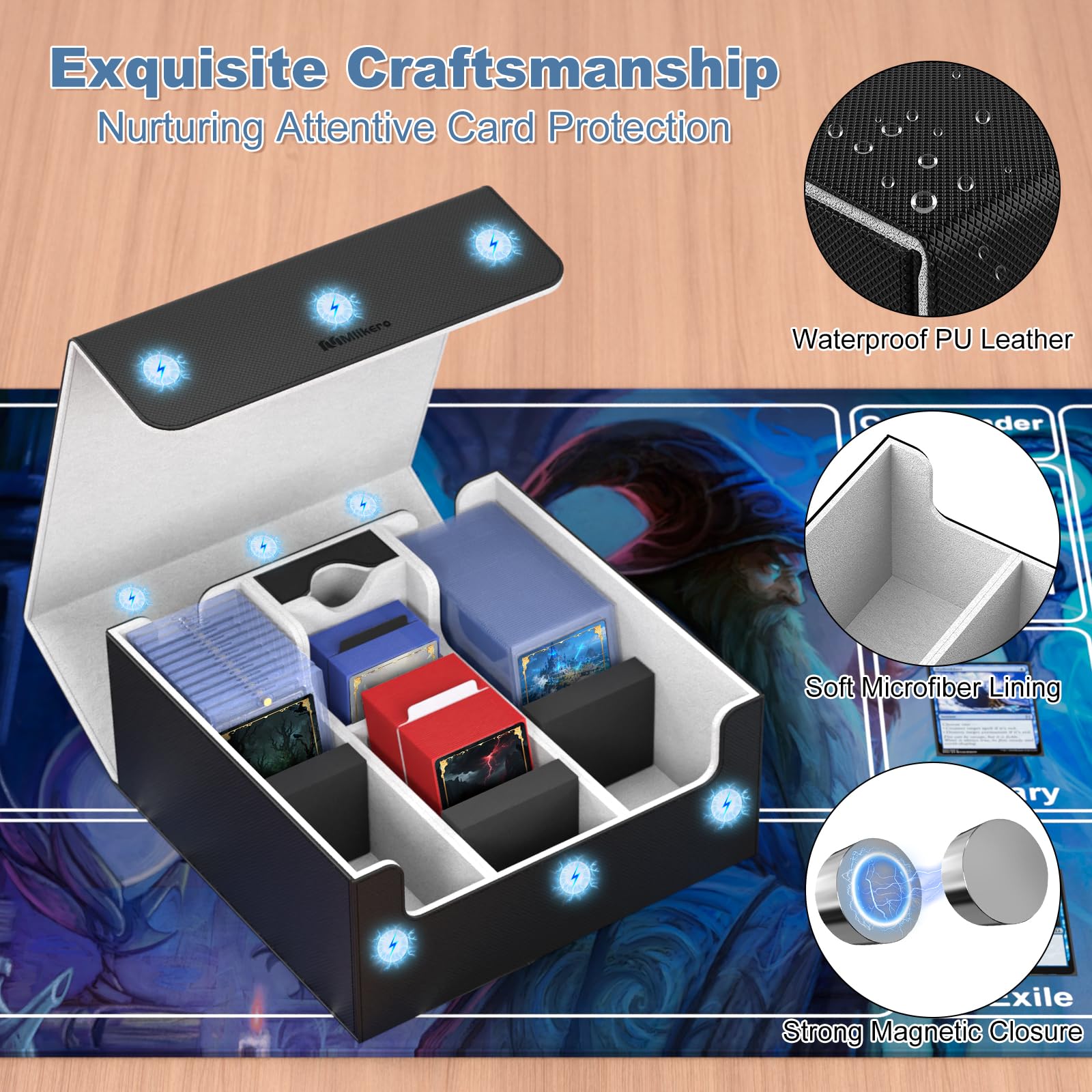 Waterproof exterior and durable materials protect cards during transport.