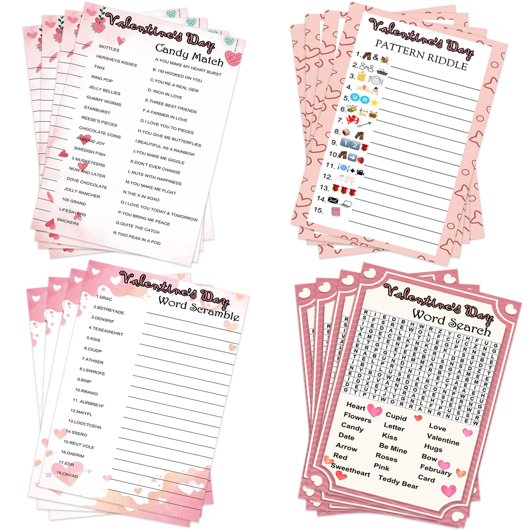 MLOLM 104Pcs Valentines games card pack cover for classroom party use.