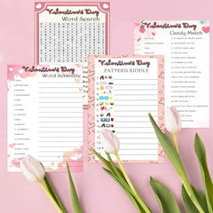 MLOLM Valentines word search cards ready for group activities.
