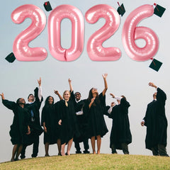 Mluchee 2026 graduation and birthday balloons create a bold focal point