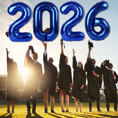 Mluchee 2026 navy blue number balloon adds dramatic wall or floor display.