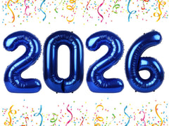 Mluchee 2026 number balloons in navy blue for standout photo backdrops and year displays.