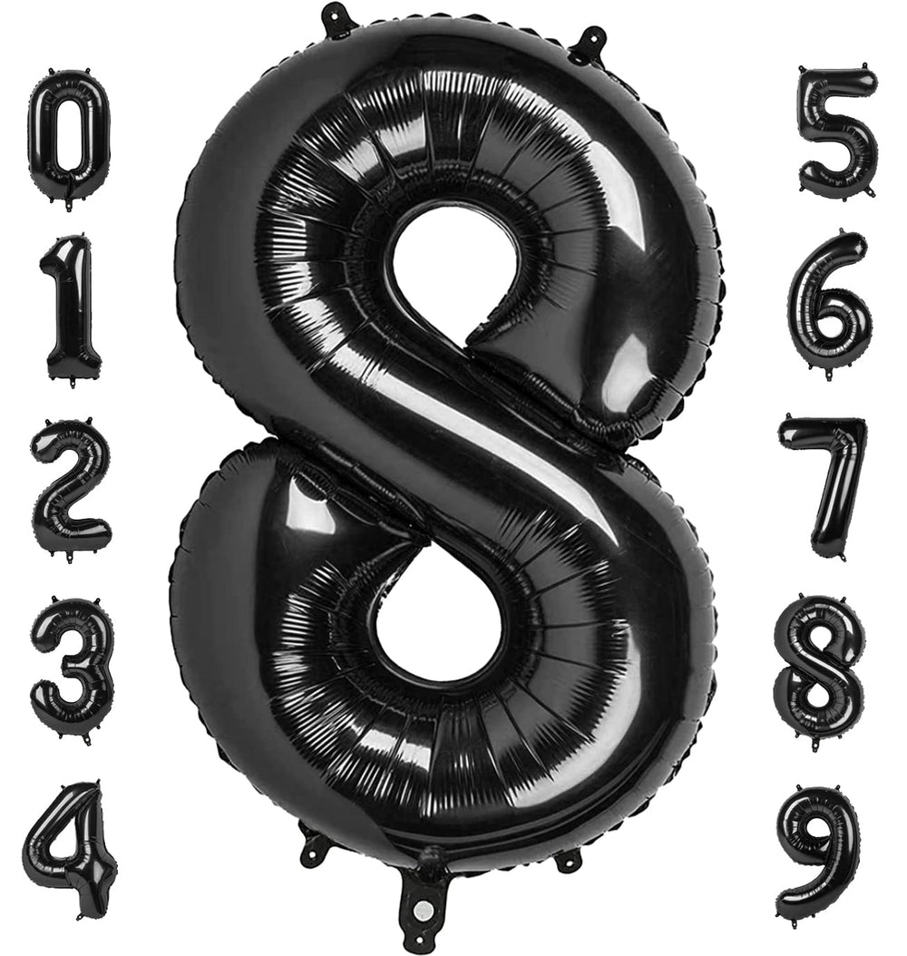 Mluchee 40-inch black number 8 balloon for bold birthday decor