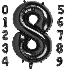 Mluchee 40-inch black number 8 balloon for bold birthday decor