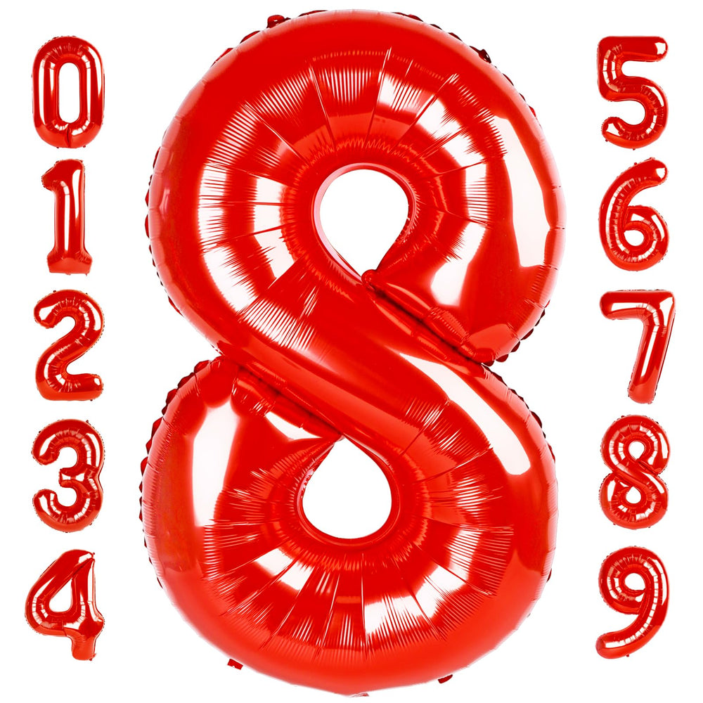 Mluchee 40-inch number 8 balloon in red for striking birthday decor.